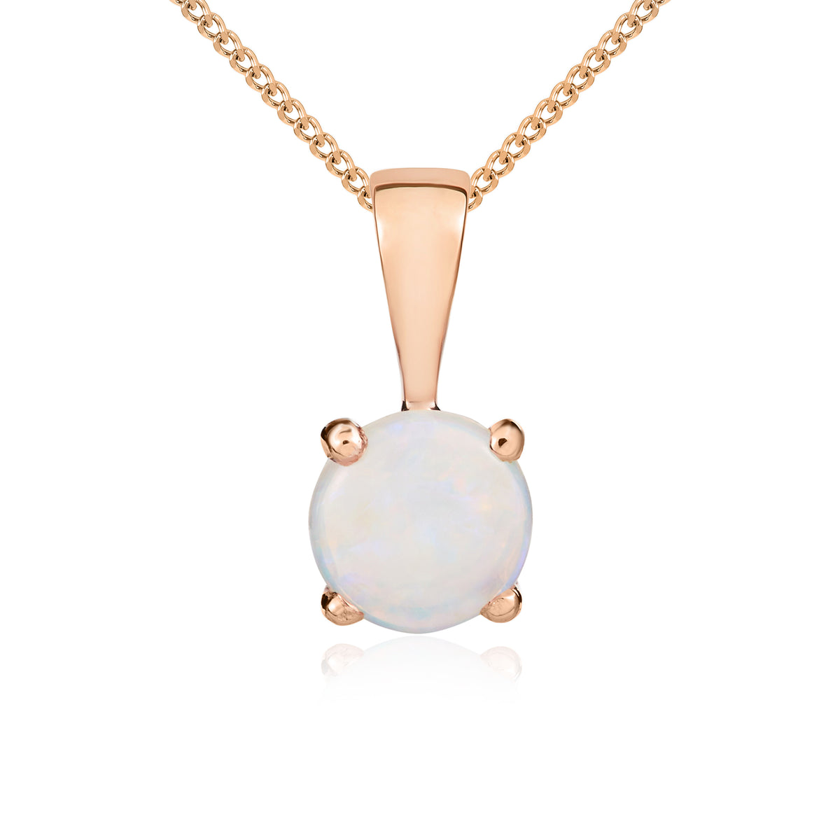 9CT RG 5MM ROUND OPAL 4 CLAW SINGLE STONE PENDANT