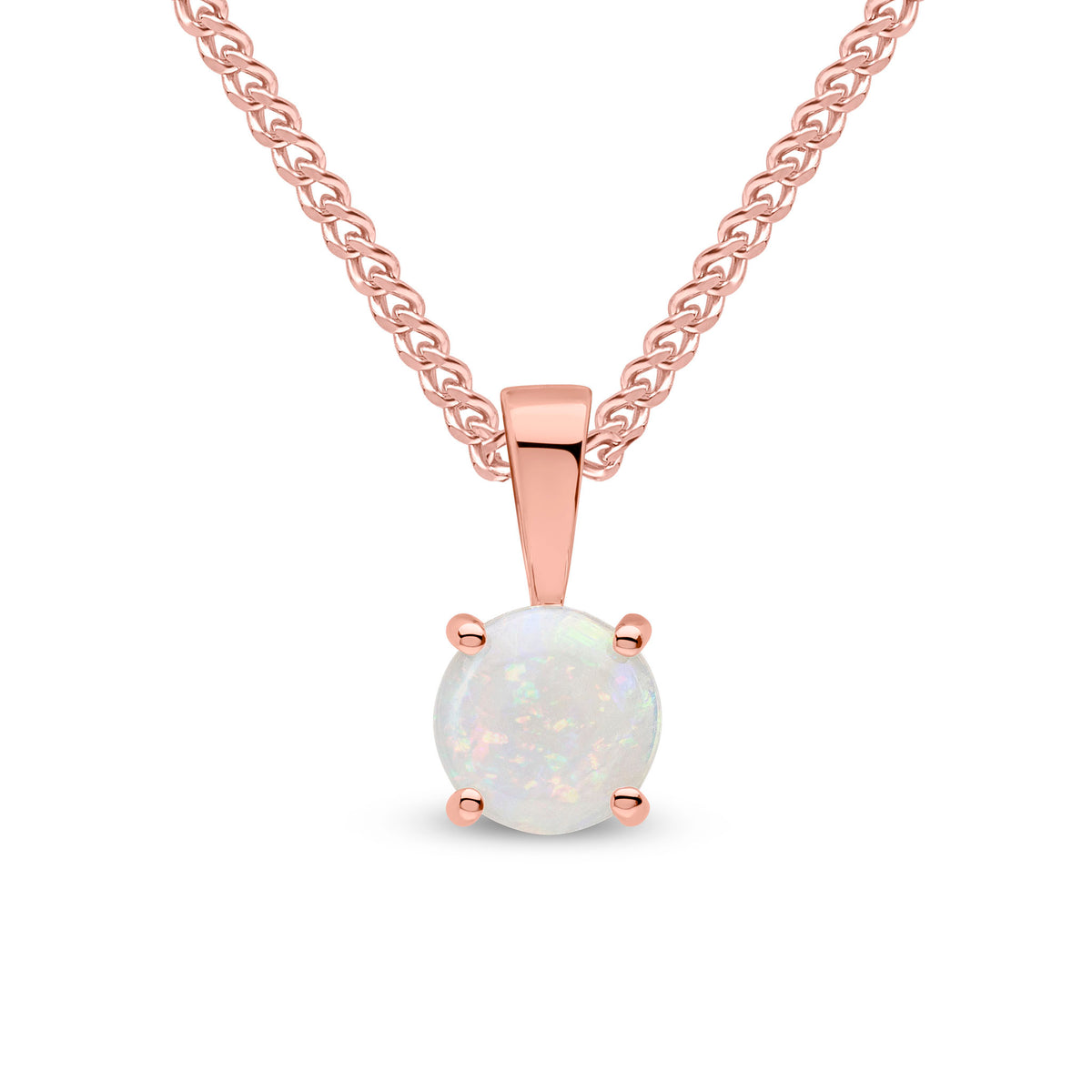 9CT RG 6MM ROUND OPAL 4 CLAW PENDANT