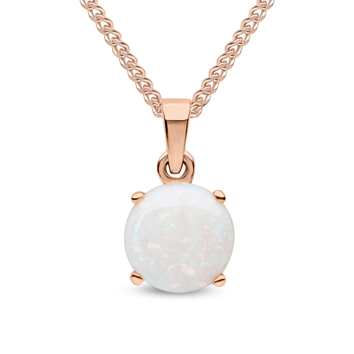 9CT RG 8MM ROUND OPAL CLAW SET PENDANT