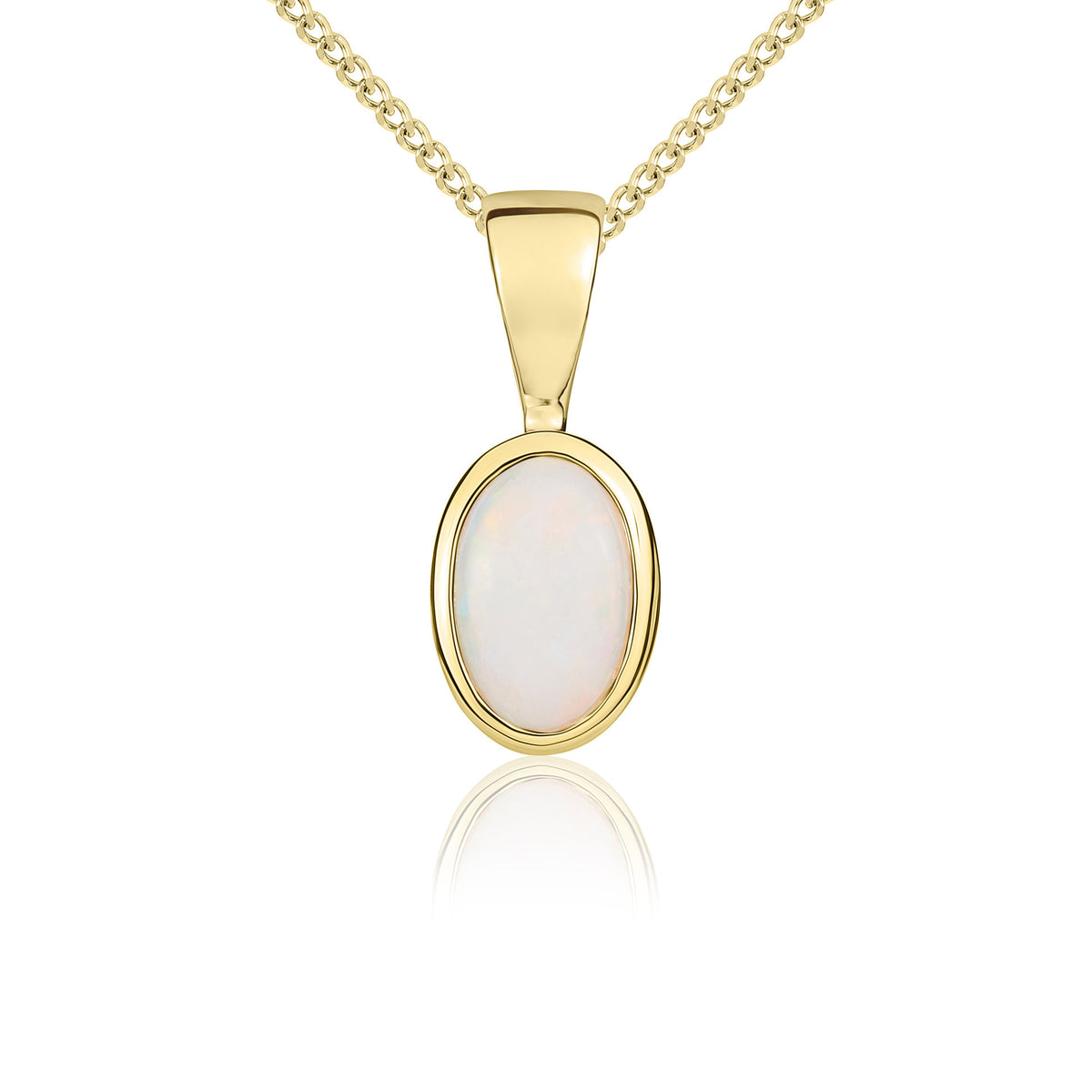 9CT YG 6X4MM OVAL OPAL RUBOVER PENDANT