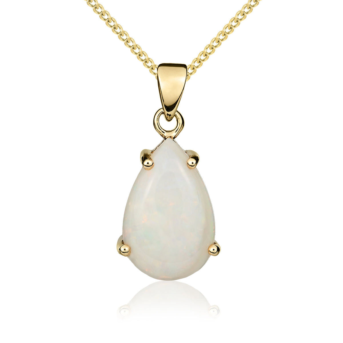 9CT YG 14X9 PEARSHAPE OPAL CLAW SET PENDANT