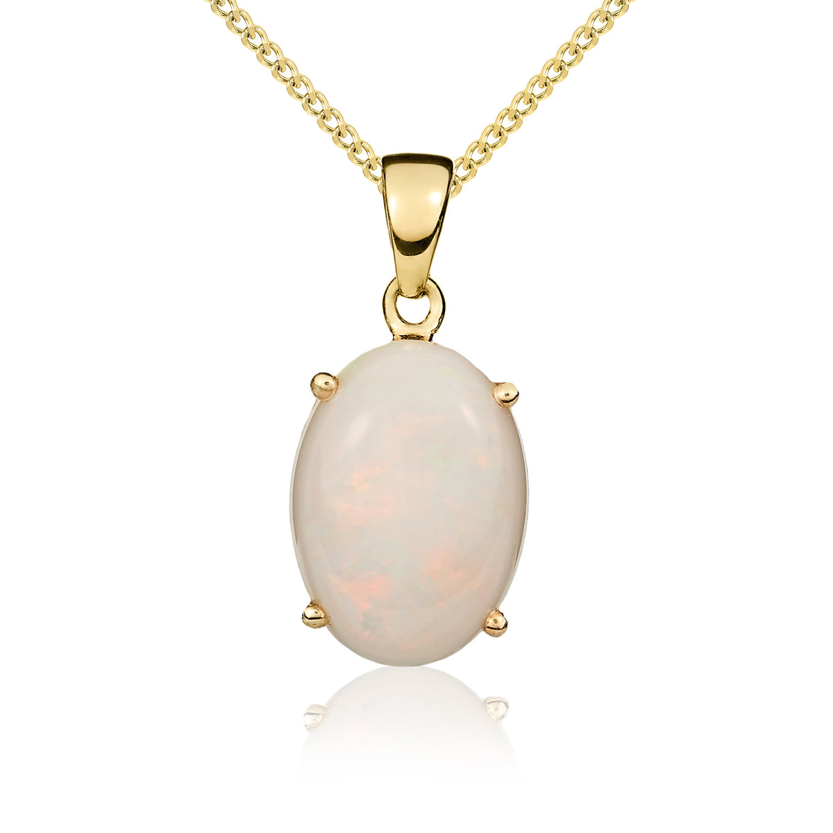 9CT YG 14X10 OVAL OPAL CLAW SET PENDANT