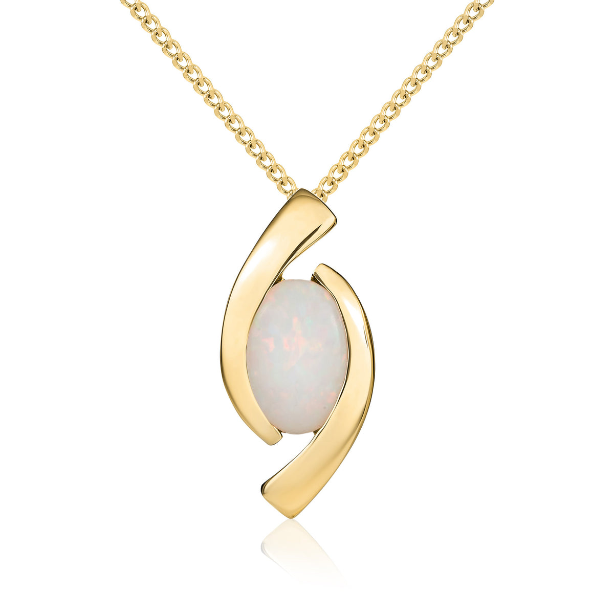 9CT YG 6X4 OVAL OPAL 'EYE' PENDANT