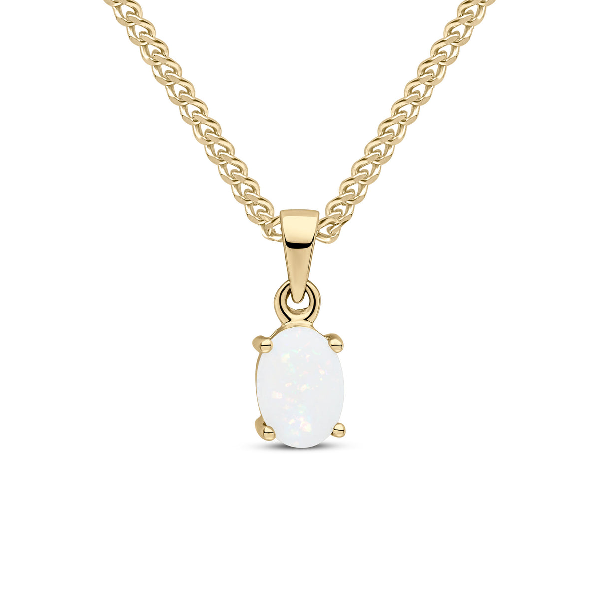 9CT YG 7X5MM OVAL OPAL CLAW SET PENDANT