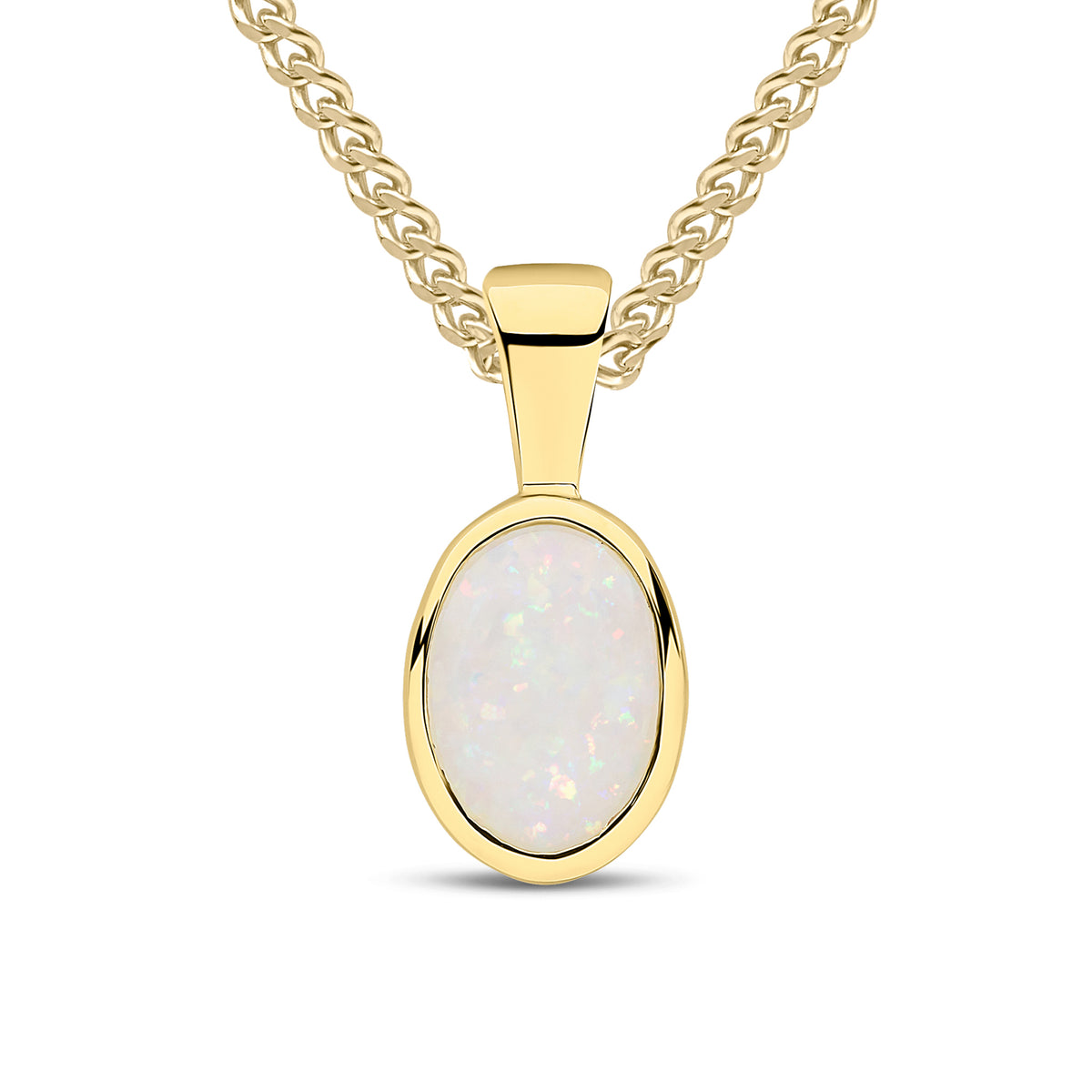 9CT YG 7X5 OVAL OPAL RUBOVER PENDANT