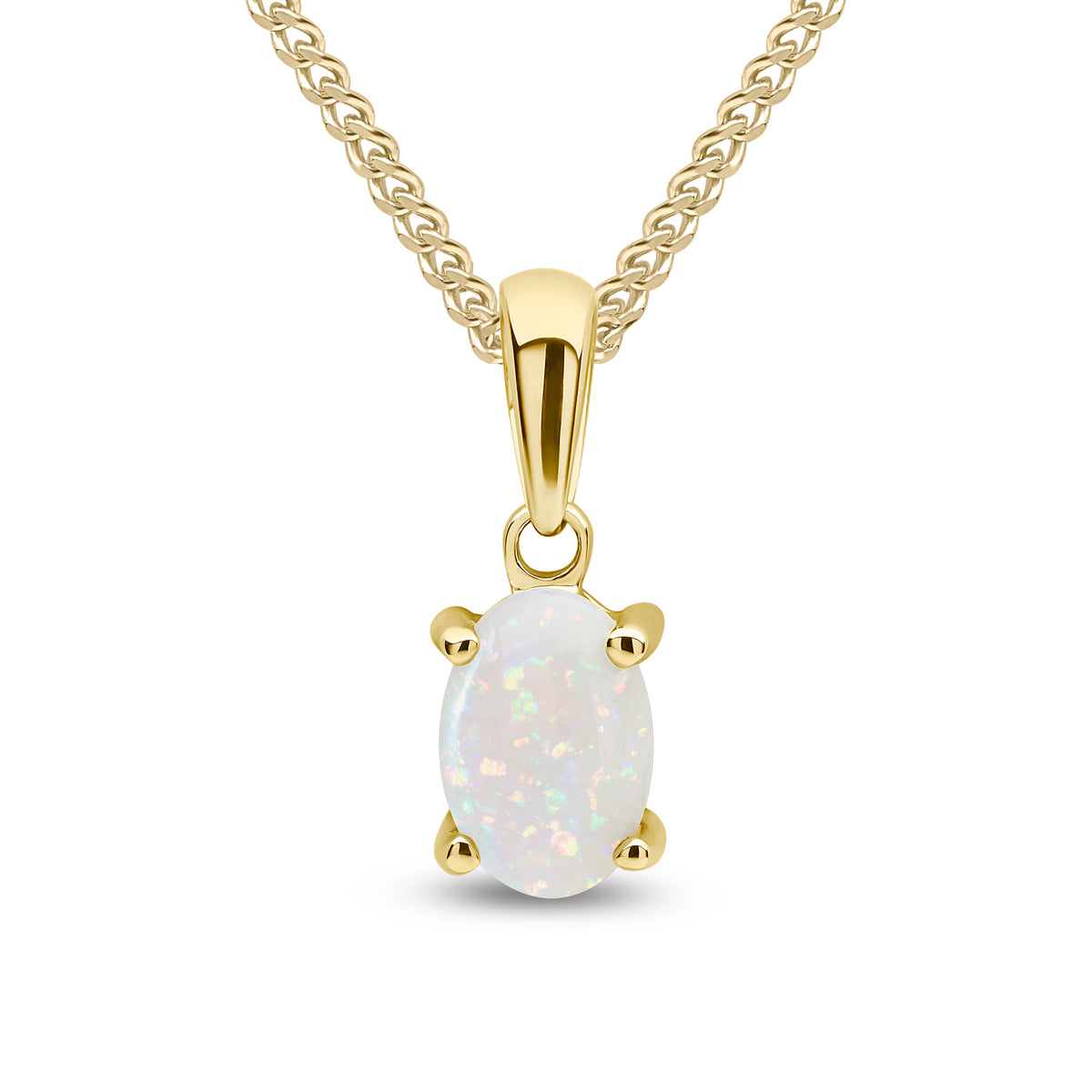 9CT YG 6X4 OVAL OPAL CLAW SET PENDANT