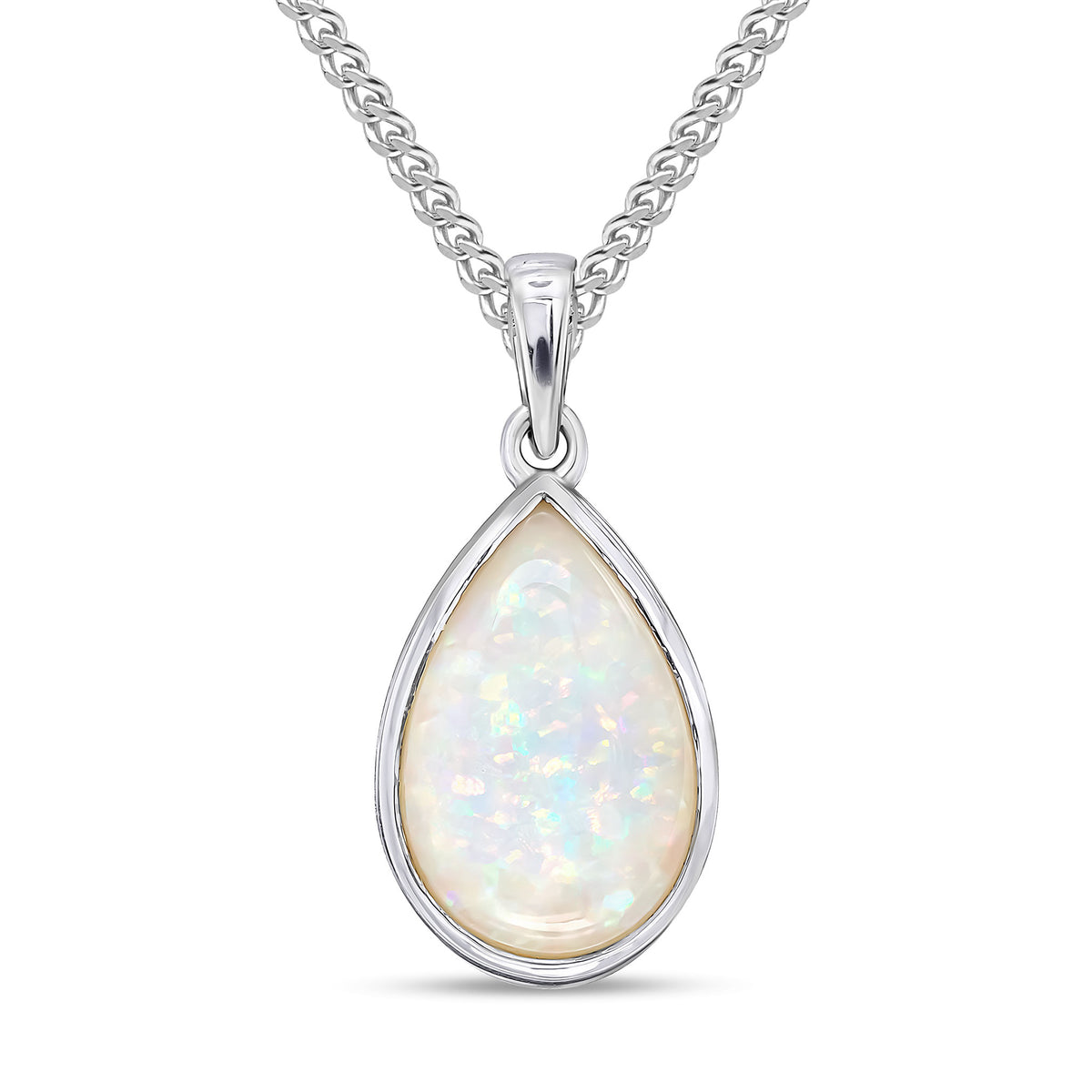 9CT WG 14X9 PEARSHAPE OPAL RUBOVER PENDANT