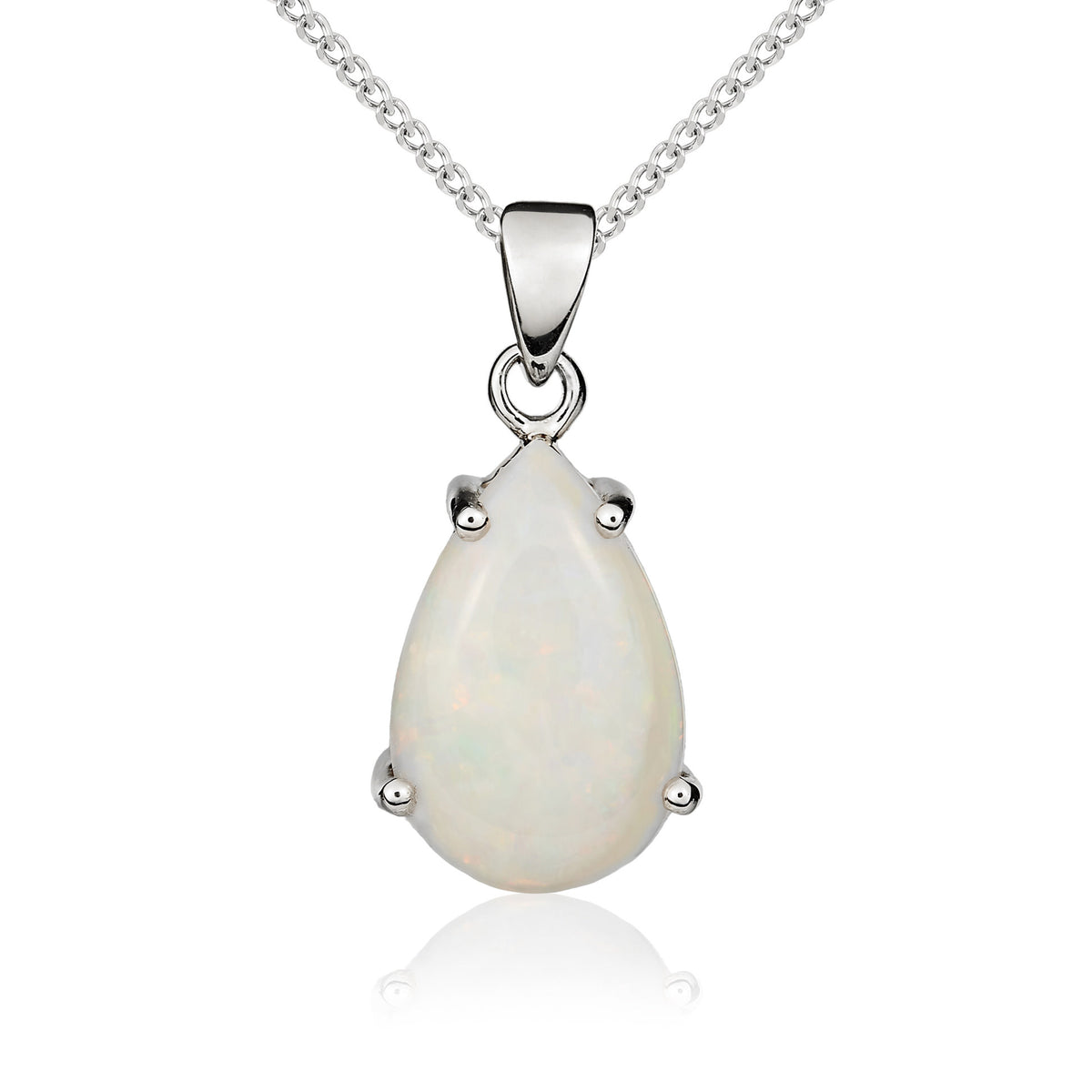 9CT WG 14X9 PEARSHAPE OPAL CLAW SET PENDANT