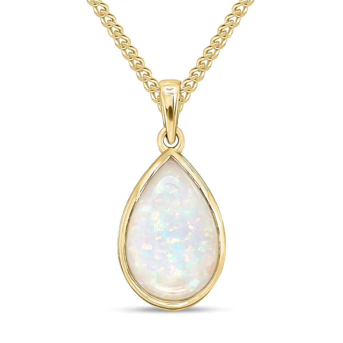 9CT YG 14X9 PEARSHAPE OPAL RUBOVER PENDANT