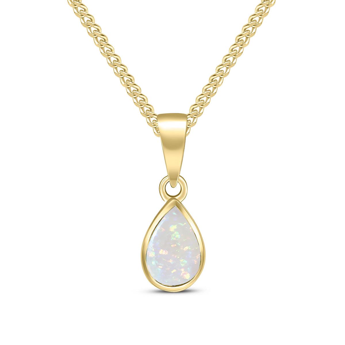 9CT YG 7X5 PEARSHAPE OPAL RUBOVER PENDANT