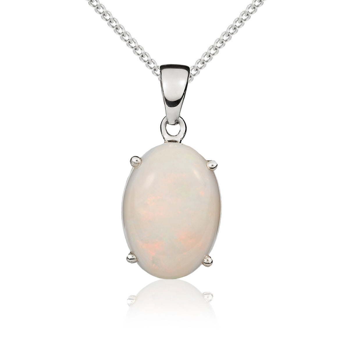9CT WG 14X10 OVAL OPAL CLAW SET PENDANT