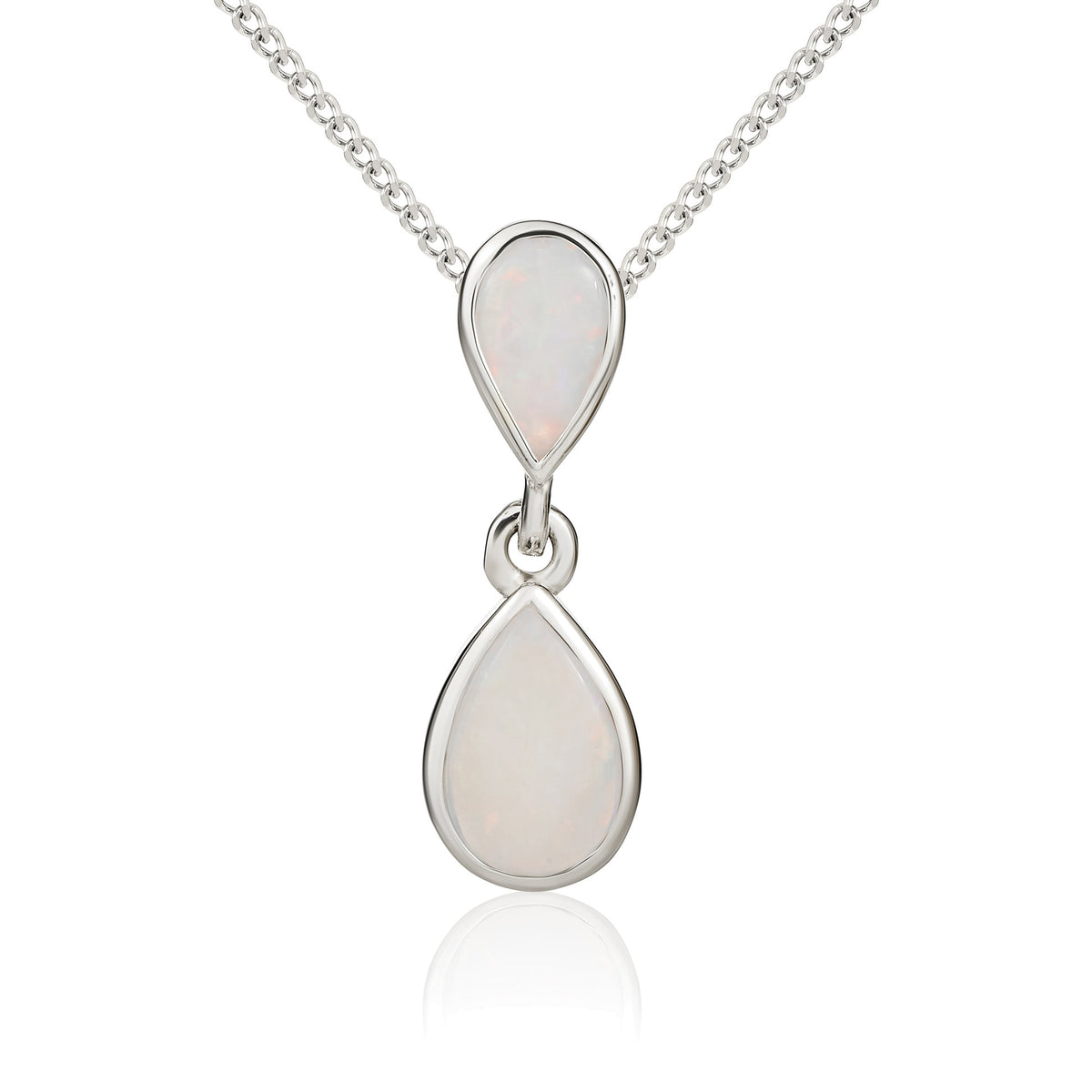 9CT WG PEARSHAPE OPAL 2ST RUBOVER DROP PENDANT
