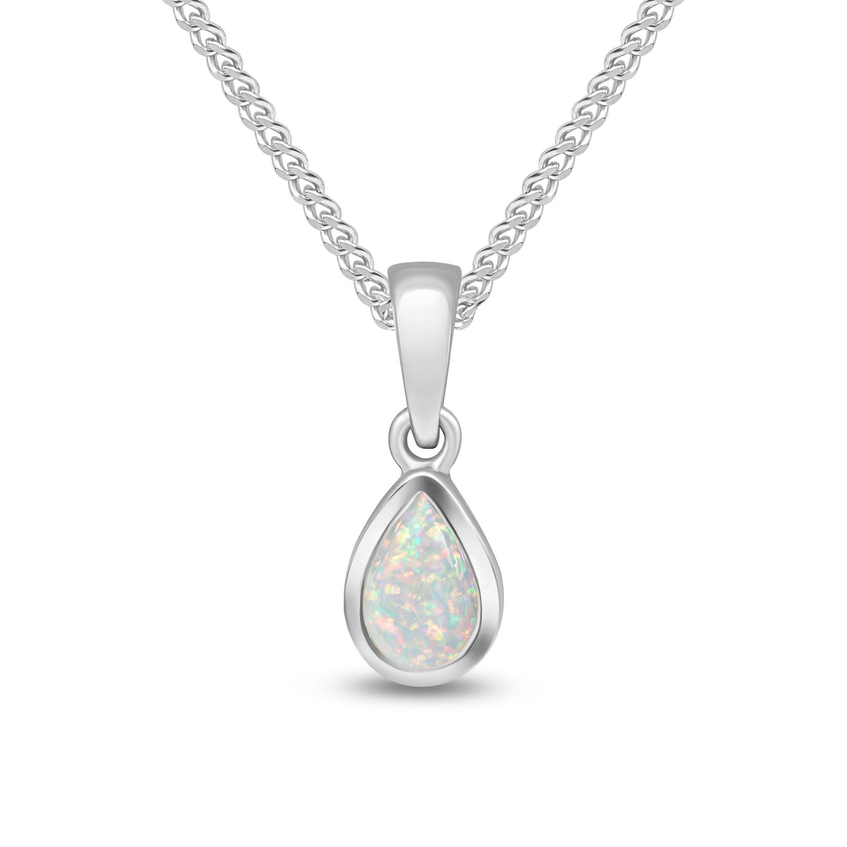9CT WG 6X4 PEARSHAPE OPAL RUBOVER SINGLE STONE PENDANT