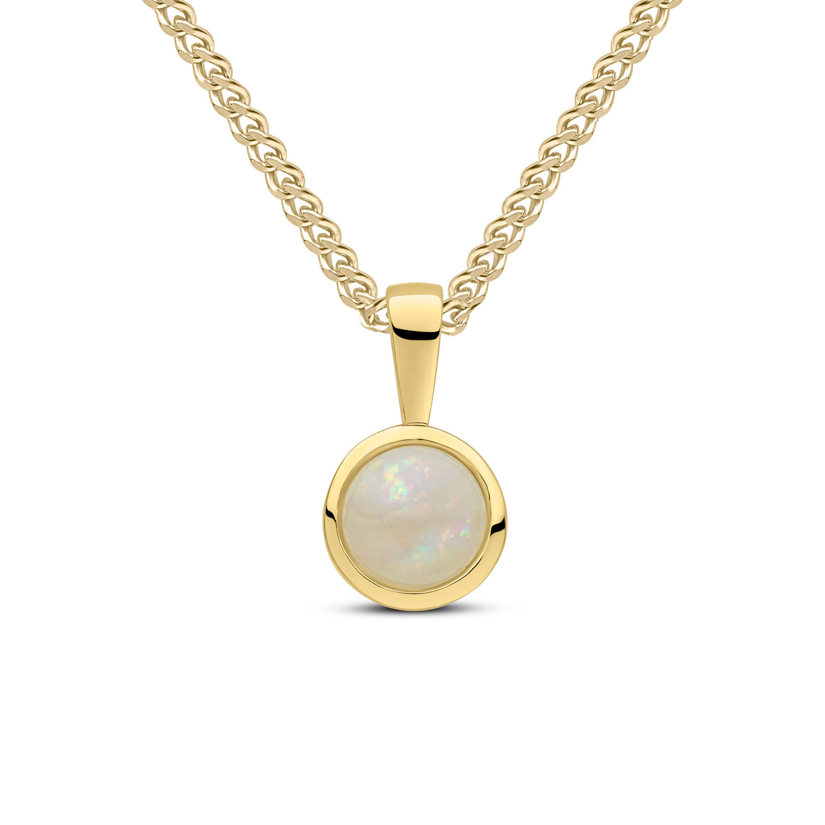 9CT YG 6MM ROUND OPAL RUBOVER PENDANT