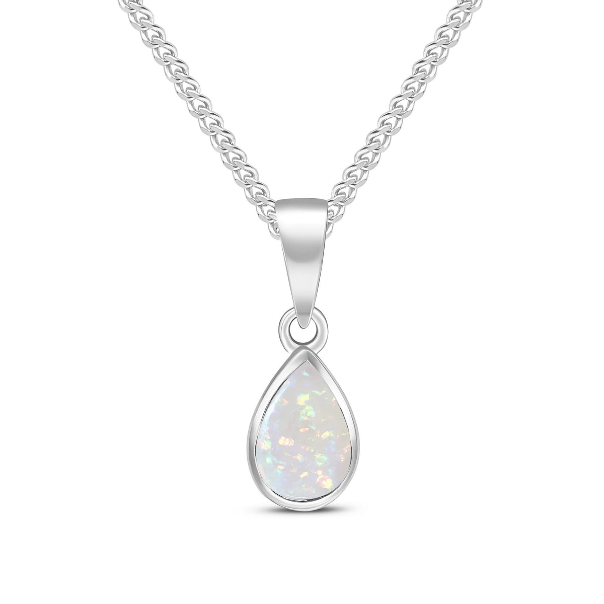 9CT WG 7X5 PEARSHAPE OPAL RUBOVER PENDANT
