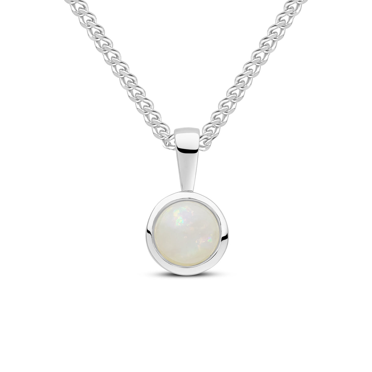 9CT WG 6MM ROUND OPAL RUBOVER PENDANT