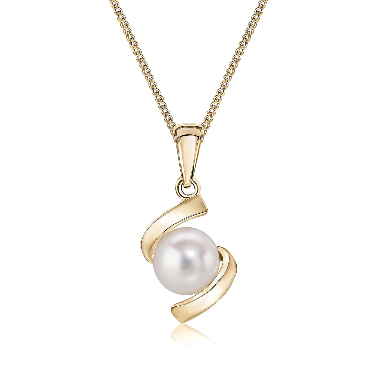 9CT YG CULTURED FRESHWATER PEARL TWIST PENDANT WITH PLAIN LOOP TOP