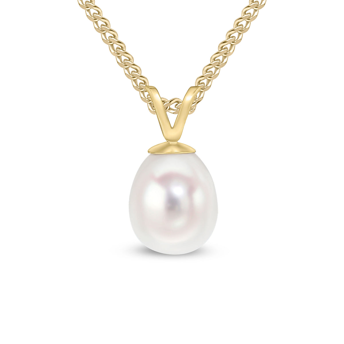 9CT YELLOW GOLD 7-7.5MM FRESHWATER PEARL DROP PENDANT
