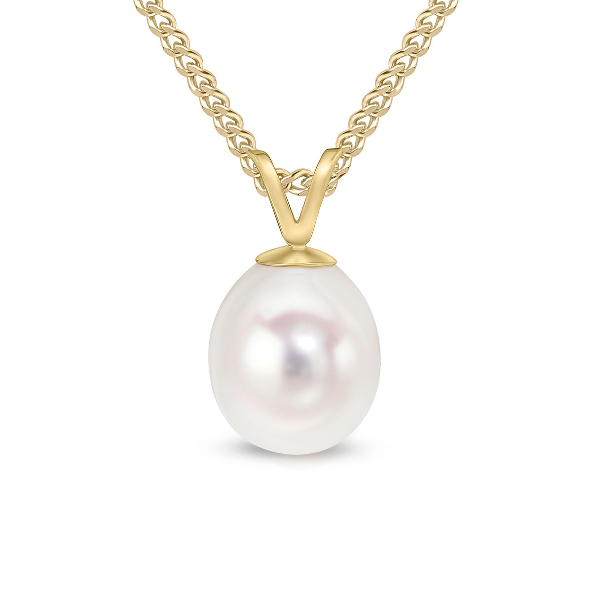 9CT YELLOW GOLD 8-8.5MM FRESHWATER PEARL DROP PENDANT
