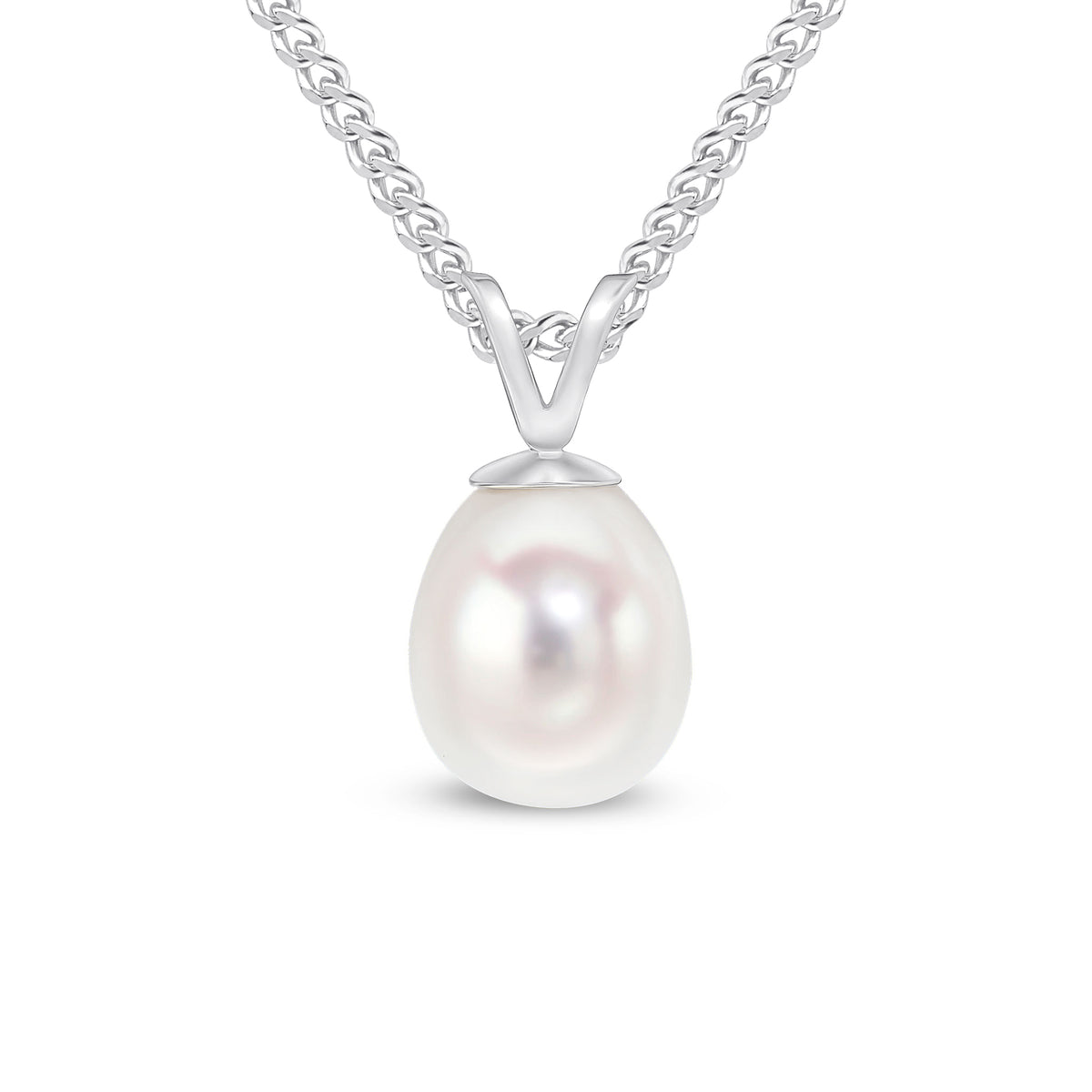 9CT WHITE GOLD 7-7.5MM FRESHWATER PEARL DROP PENDANT