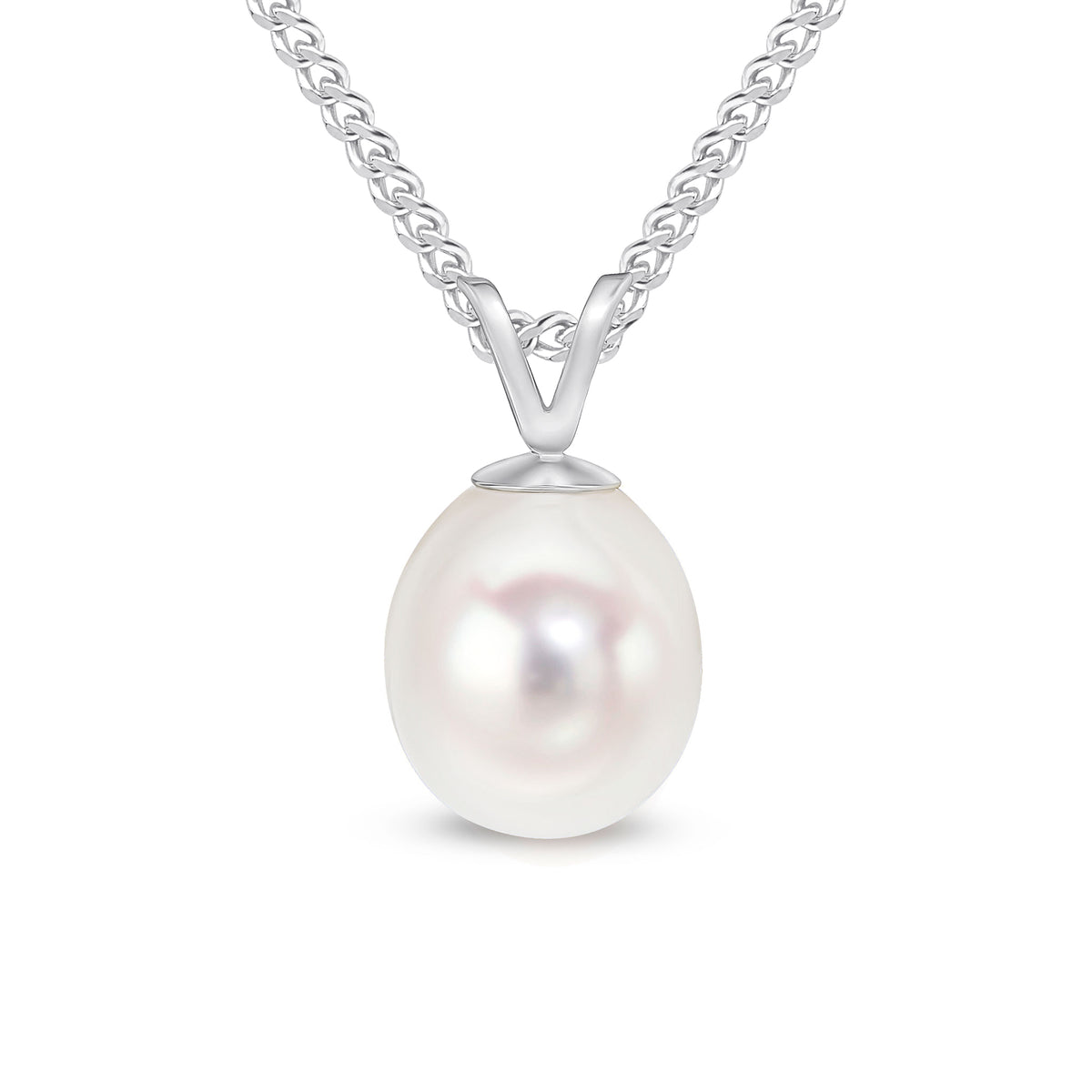 9CT WHITE GOLD 8-8.5MM FRESHWATER PEARL DROP PENDANT