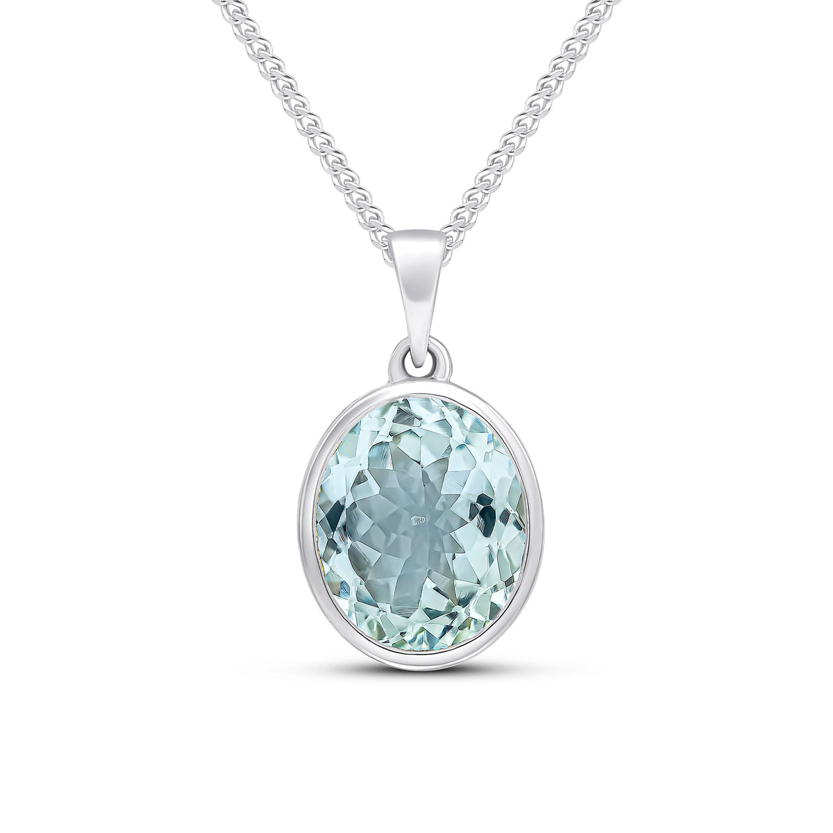 9CT WG 12X10 OVAL AQUA RUBOVER PENDANT