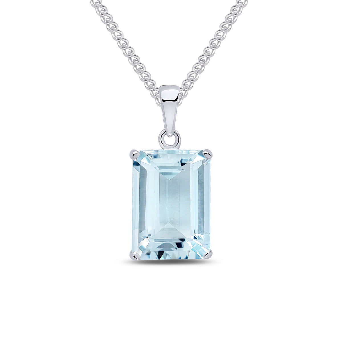 9CT WG 14X10MM OCTAGON AQUA CLAW SET PENDANT * currently unavailable to order due to stone sourcing *