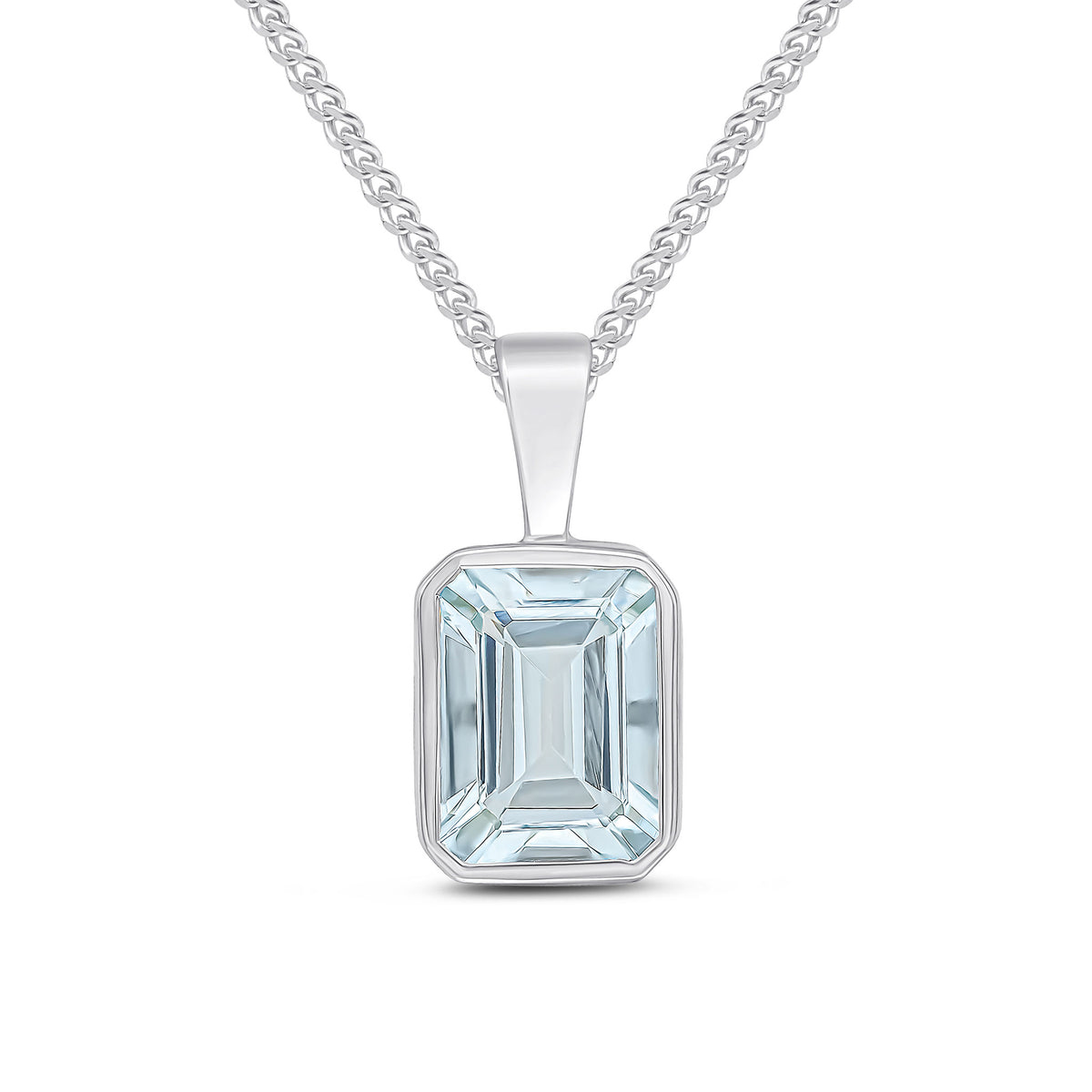 9CT WG 8X6 OCTAGON AQUAMARINE RUBOVER PENDANT