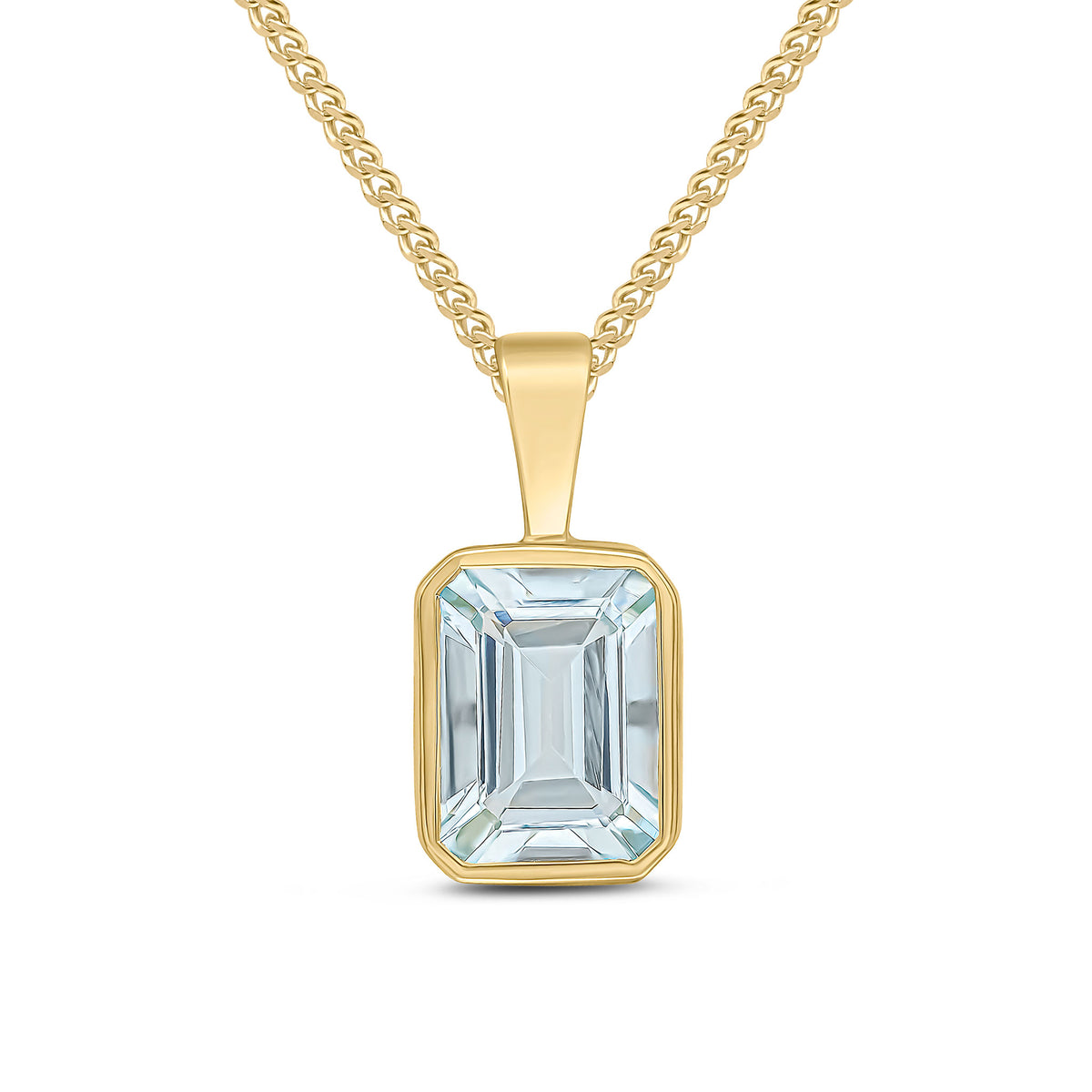 9CT YG 8X6 OCTAGON AQUAMARINE RUBOVER PENDANT