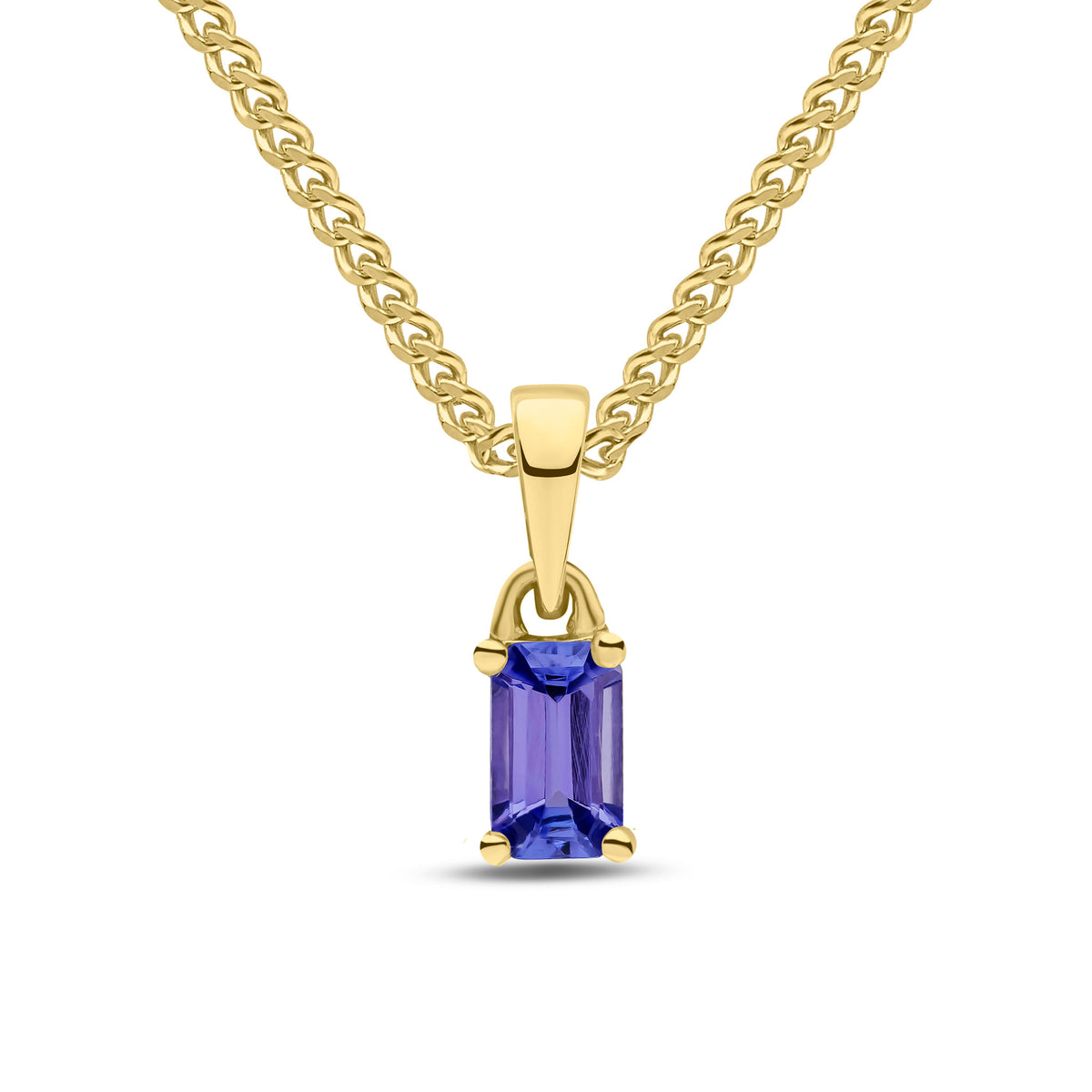 9CT YELLOW GOLD 5X3MM OCTAGON TANZANITE CLAW PENDANT