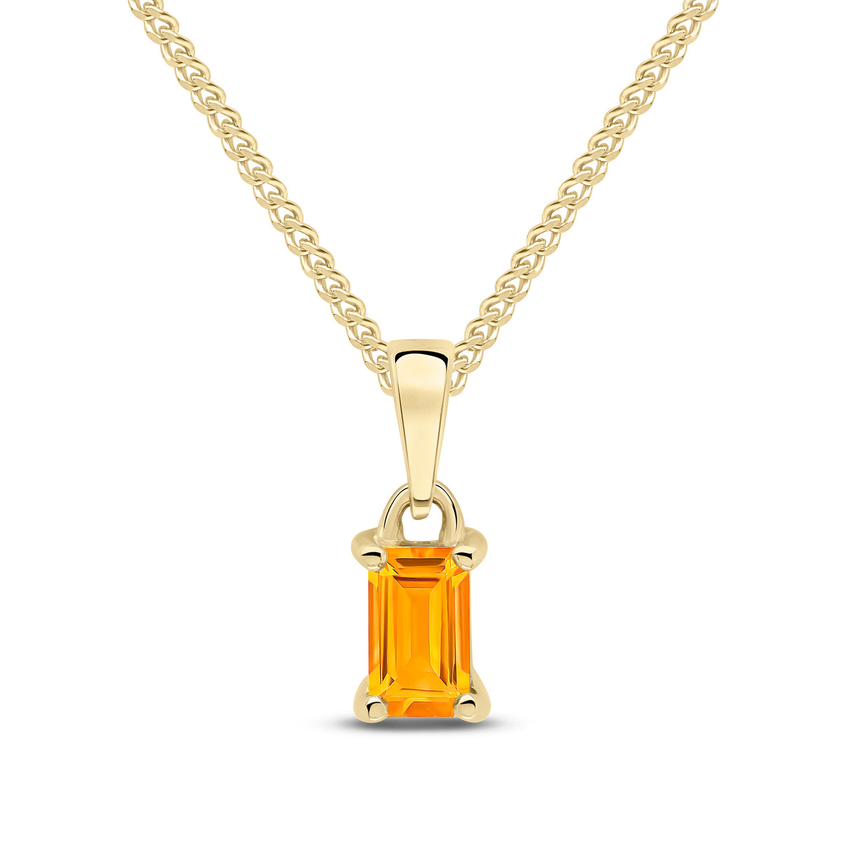 9CT YELLOW GOLD 5X3MM OCTAGON CITRINE CLAW SET PENDANT