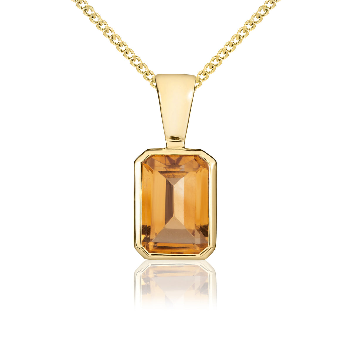 9CT YG 7X5MM OCTAGON CITRINE  RUBOVER PENDANT