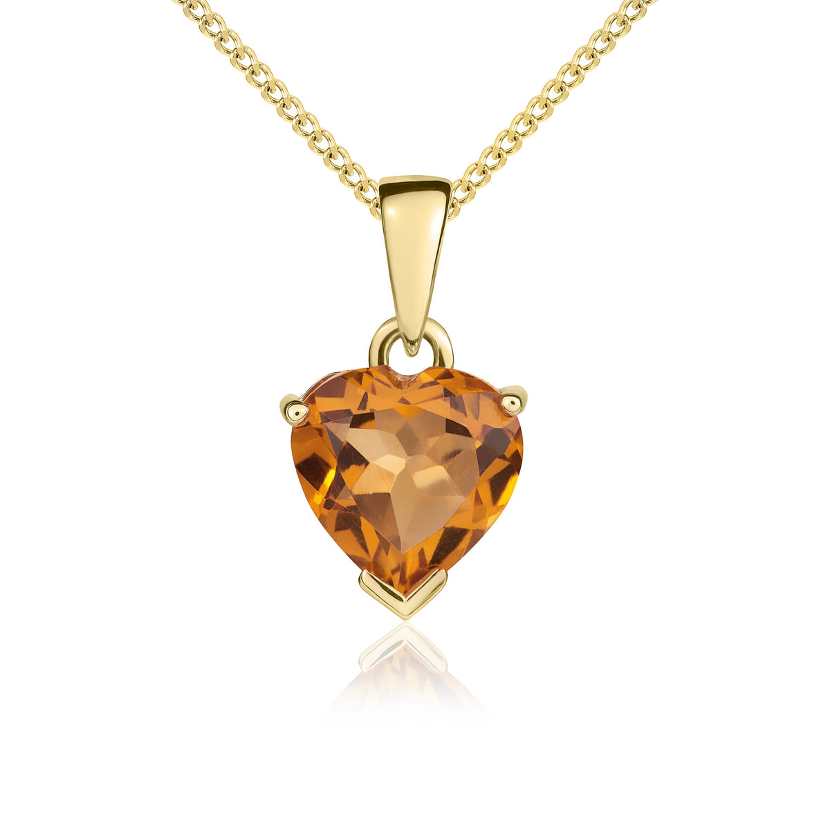 9YG 8MM HEART CITRINE CLAW PENDANT