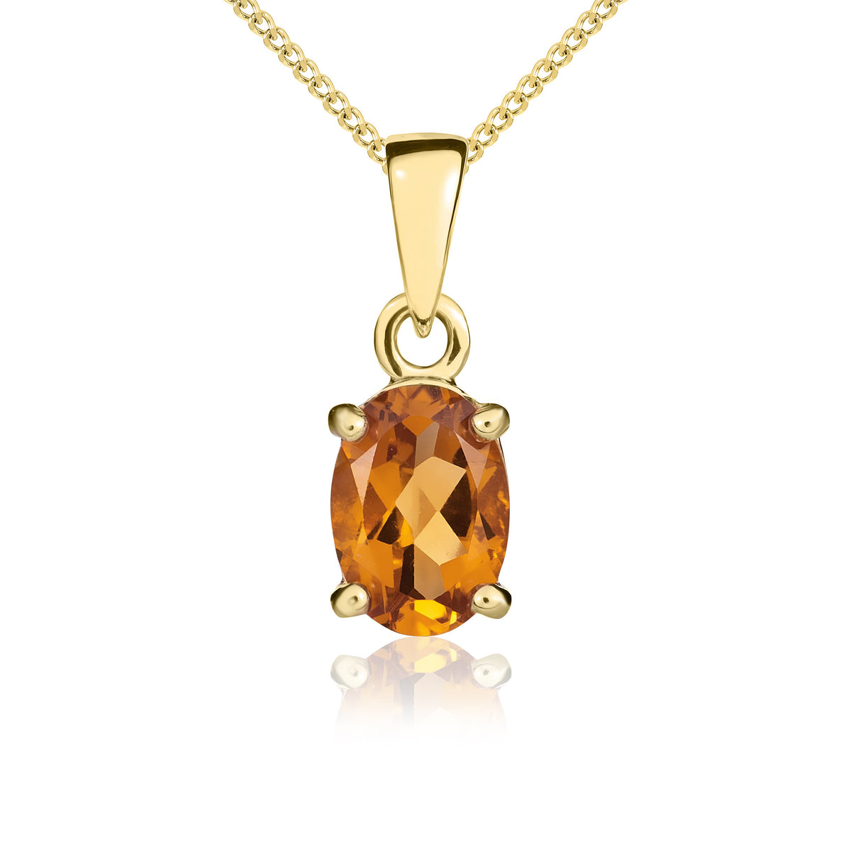 9CT YG 7X5 OVAL CITRINE CLAW PENDANT