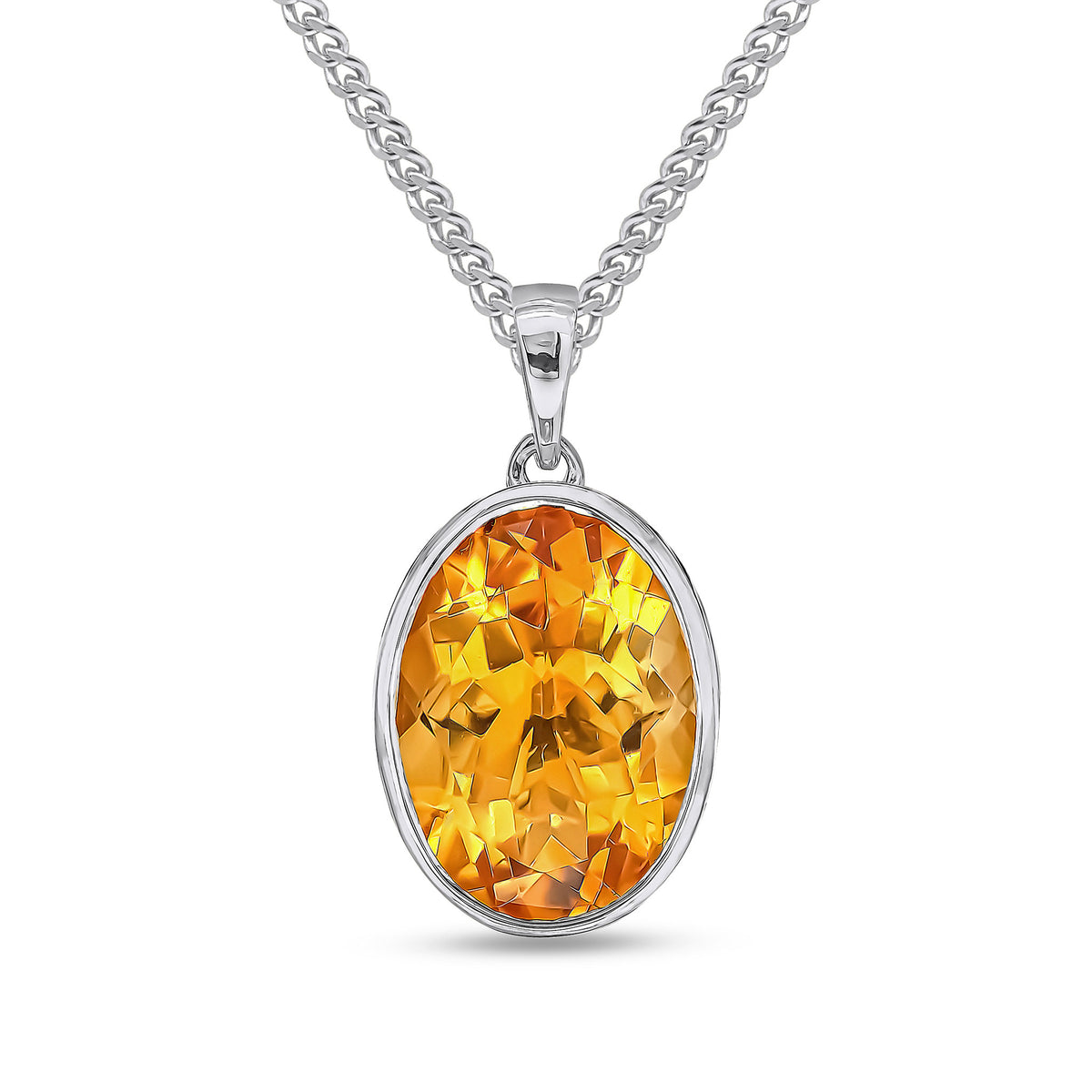 9CT WG 14X10 OVAL CITRINE RUBOVER PENDANT