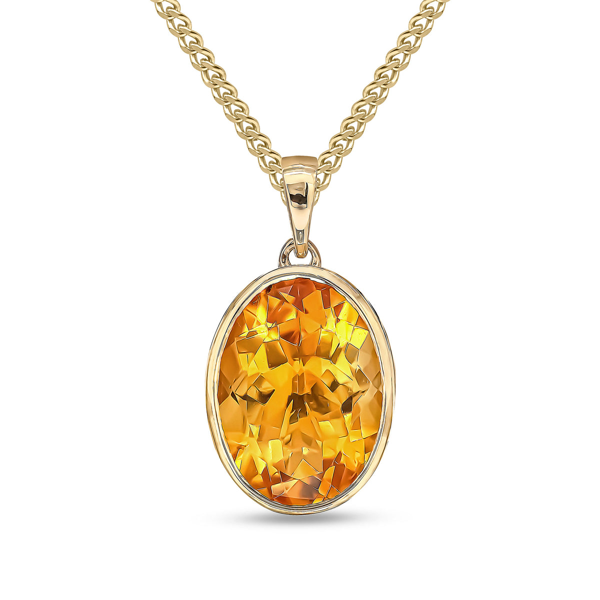 9CT YG 14X10 OVAL CITRINE RUBOVER PENDANT