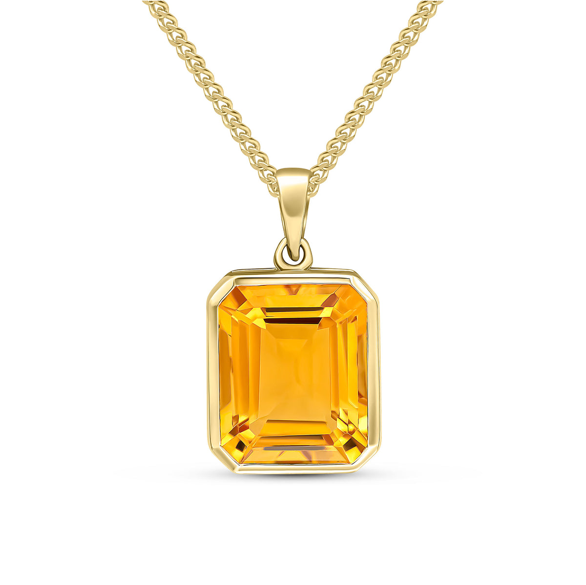 9CT YG 12X10 OCTAGON CITRINE RUBOVER PENDANT