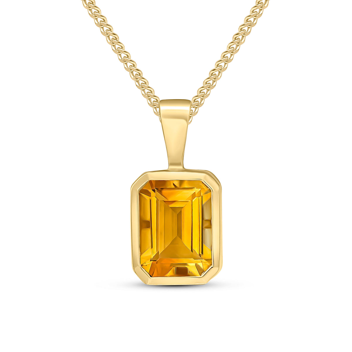 9CT YG 8X6 OCTAGON CITRINE RUBOVER PENDANT