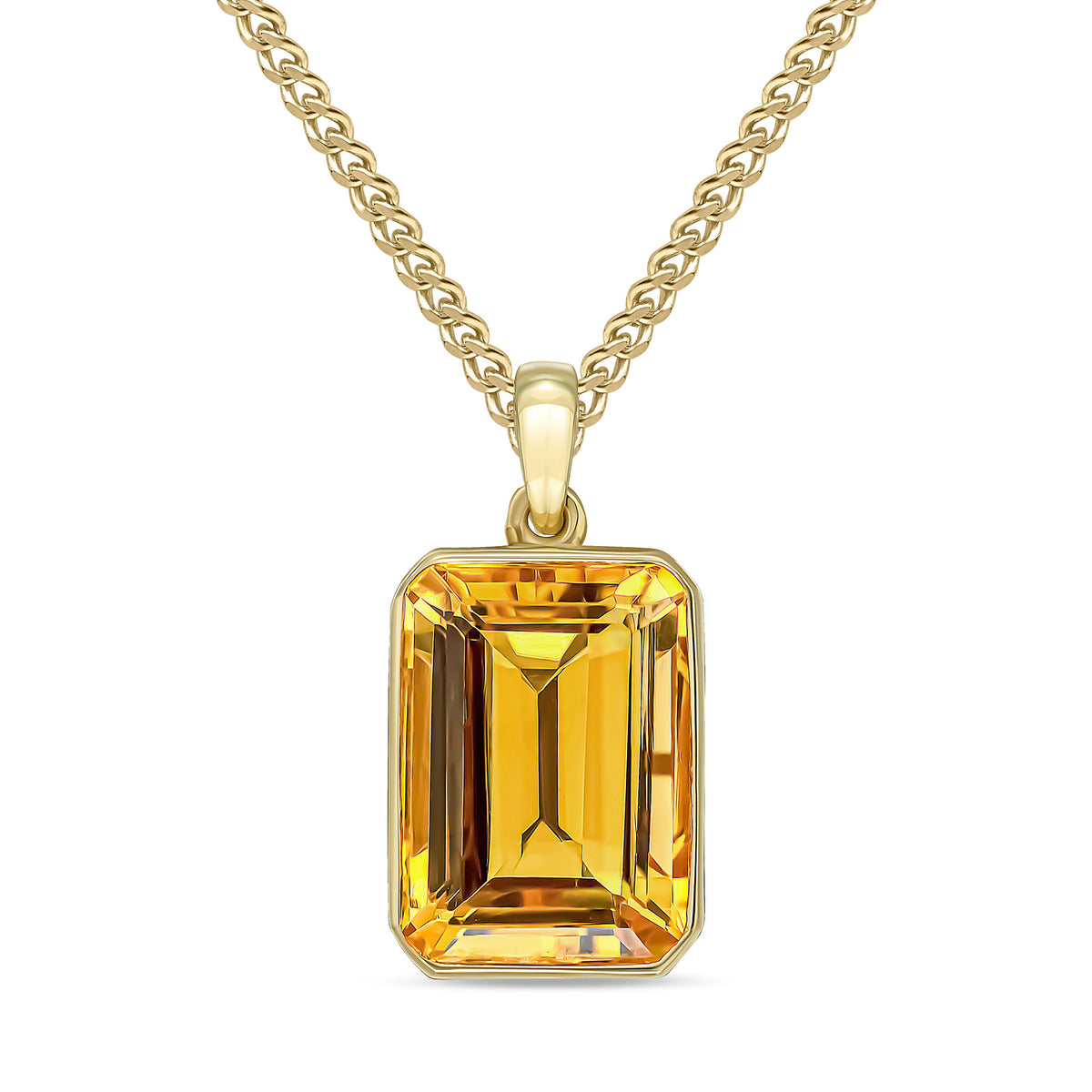 9CT YG 14X10 OCTAGON CITRINE RUBOVER PENDANT