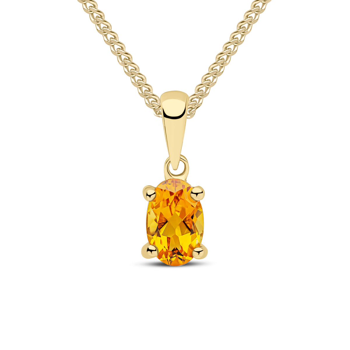 9CT YG 6X4 OVAL CITRINE CLAW SET PENDANT