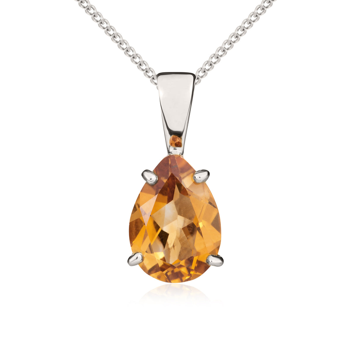 9CT WG 10X7 PEARSHAPE CITRINE CLAW SET PENDANT