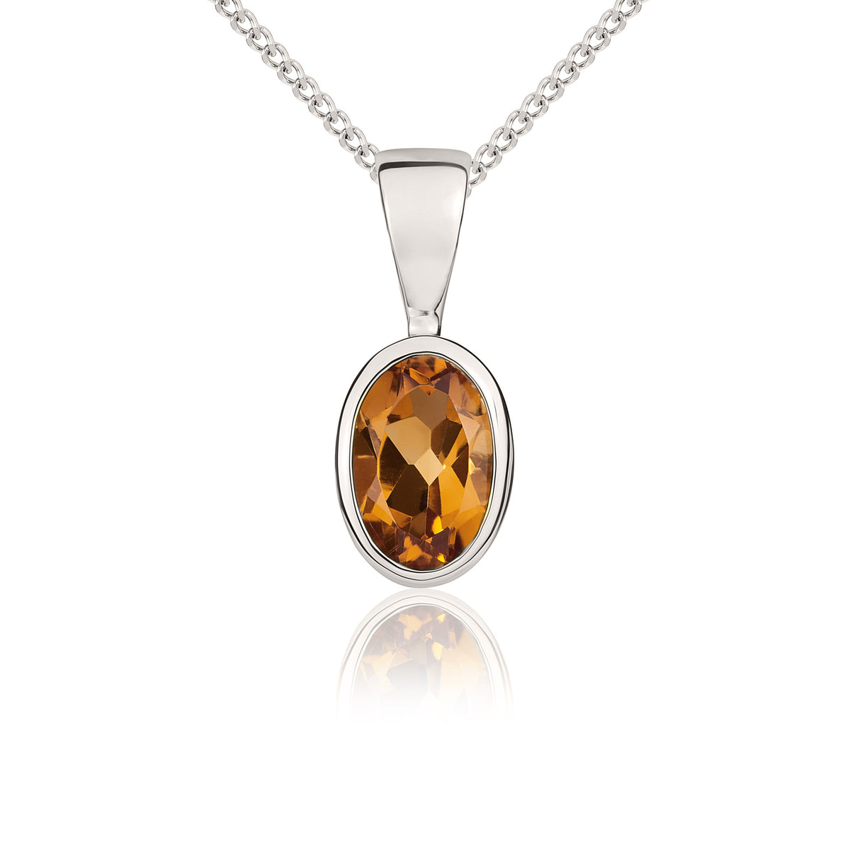 9CT WG 6X4MM OVAL CITRINE RUBOVER PENDANT
