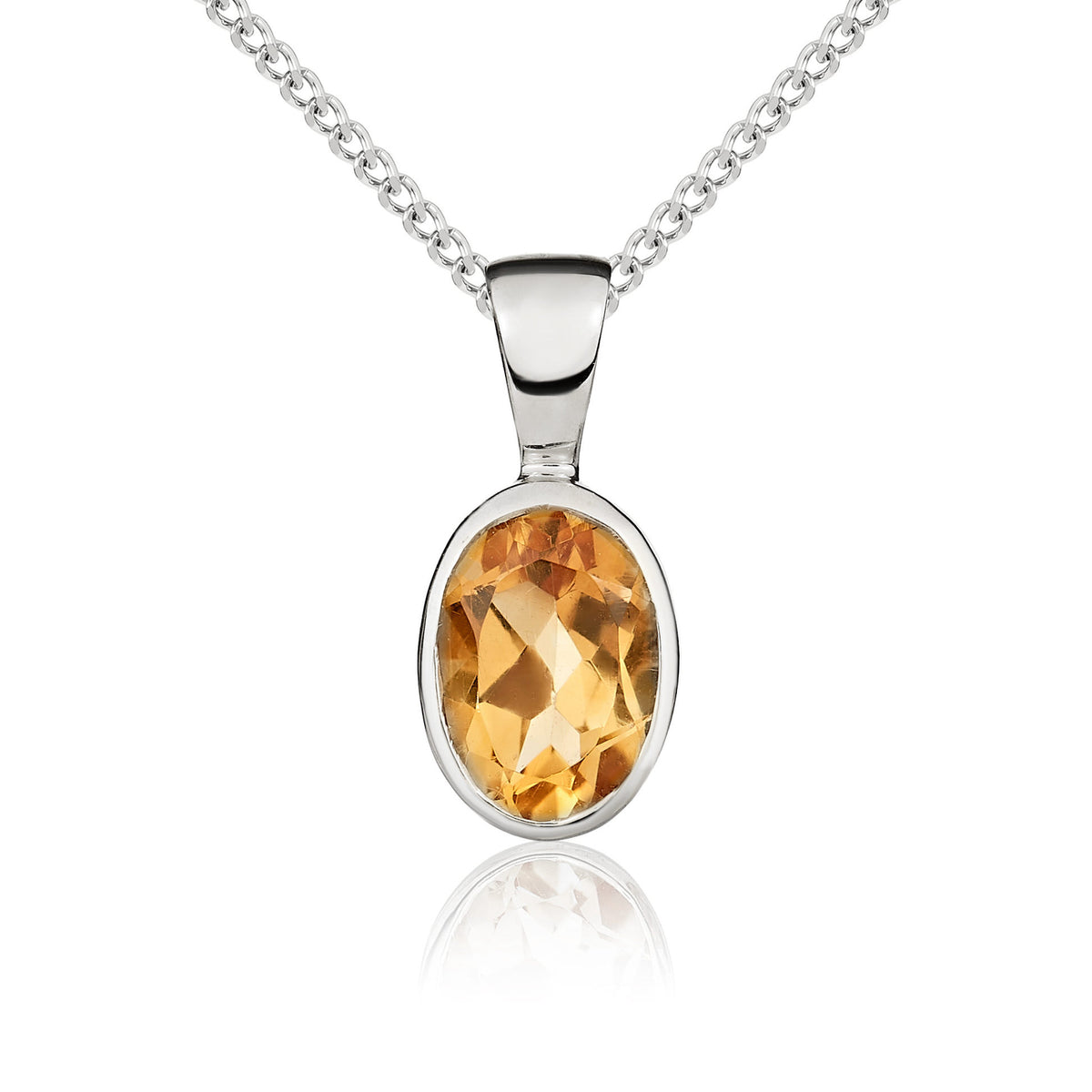 9CT WG 7X5MM OVAL CITRINE RUBOVER PENDANT