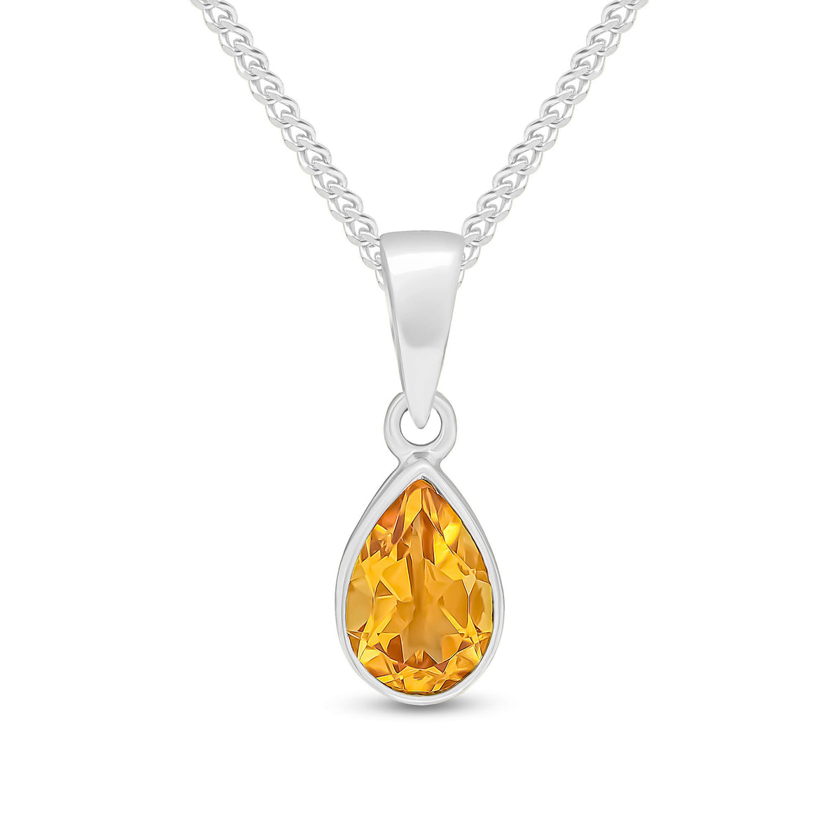 9CT WG 7X5 PEARSHAPE CITRINE RUBOVER PENDANT