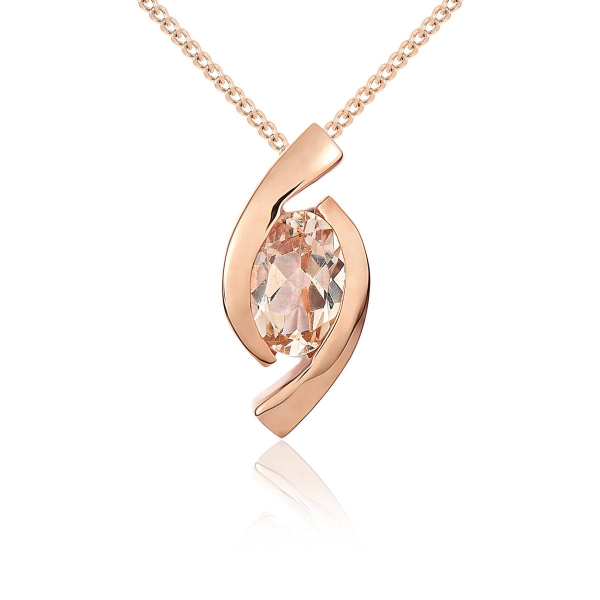 9CT RG 6X4 OVAL MORGANITE 'EYE' PENDANT