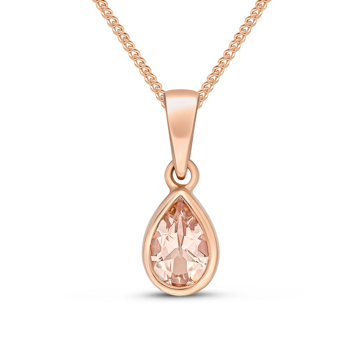 9CT RG 6X4 PEARSHAPE MORGANITE RUBOVER SINGLE STONE PENDANT