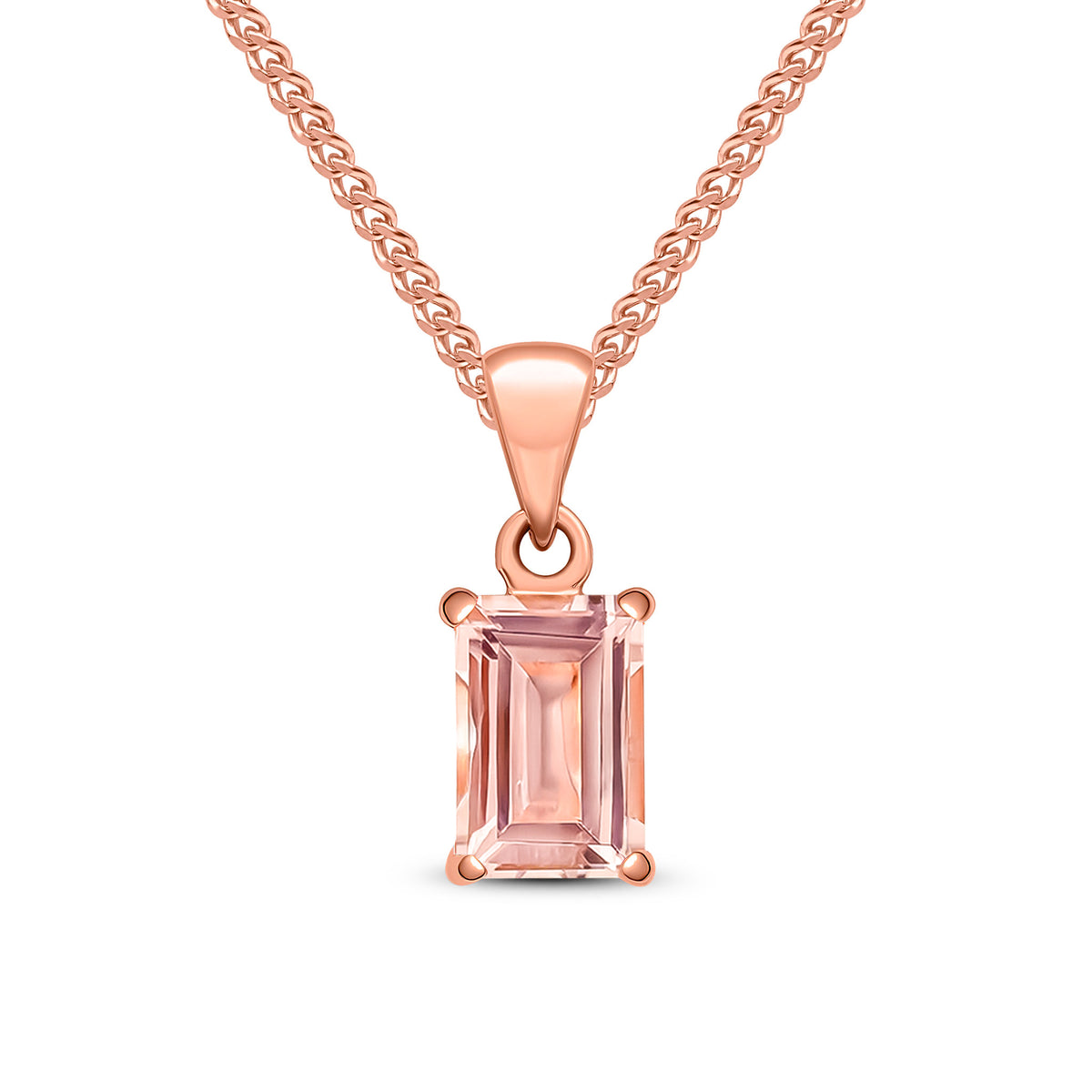 9CT RG 7X5MM OCTAGON MORGANITE CLAW SET PENDANT