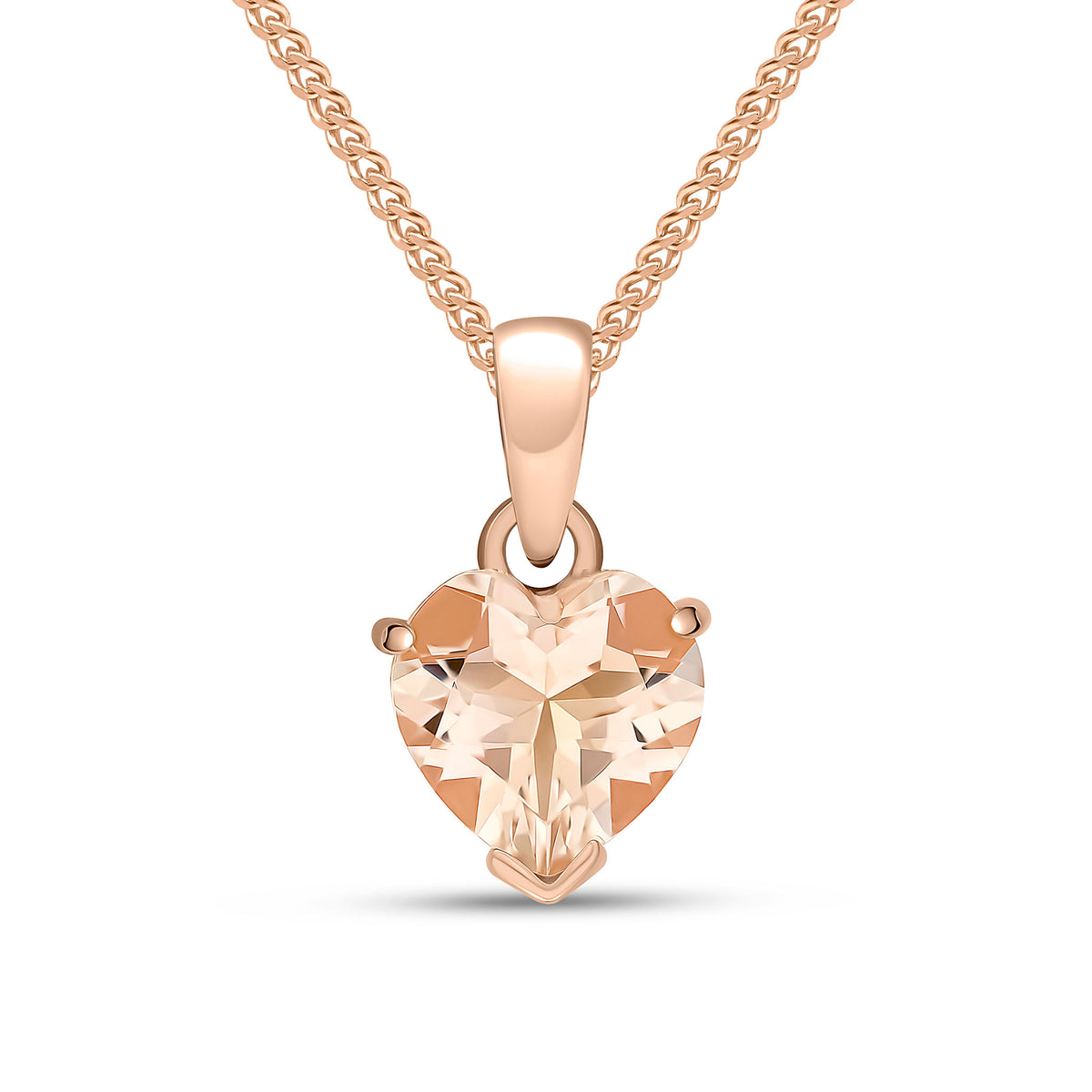 9CT ROSE GOLD 8MM HEART MORGANITE PENDANT