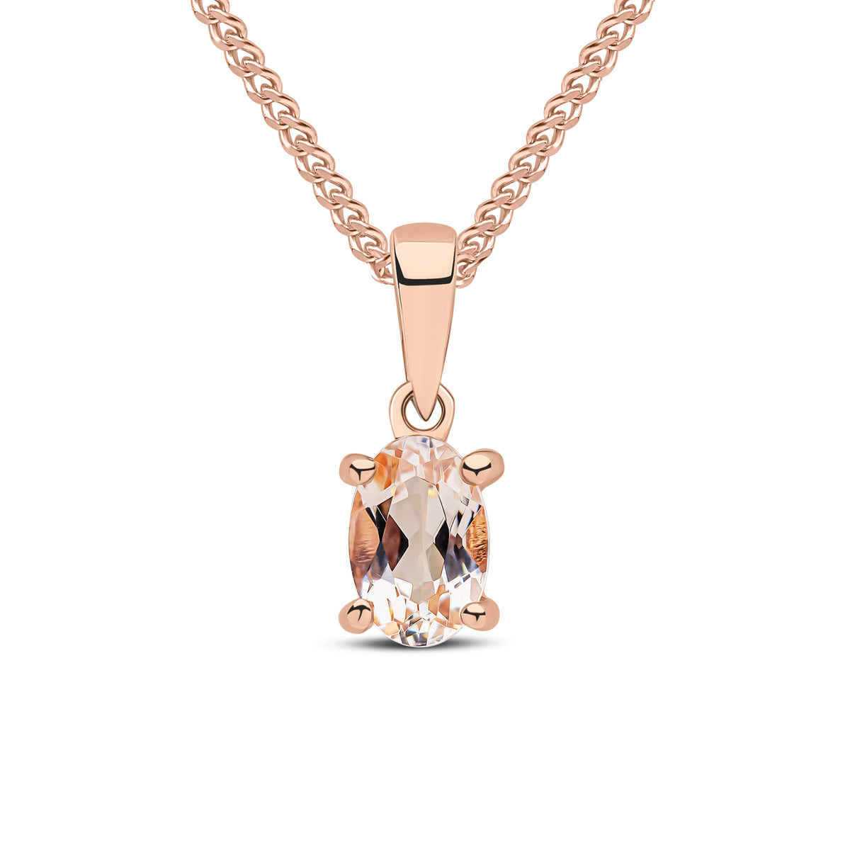 9CT RG 6X4 OVAL MORGANITE CLAW SET PENDANT