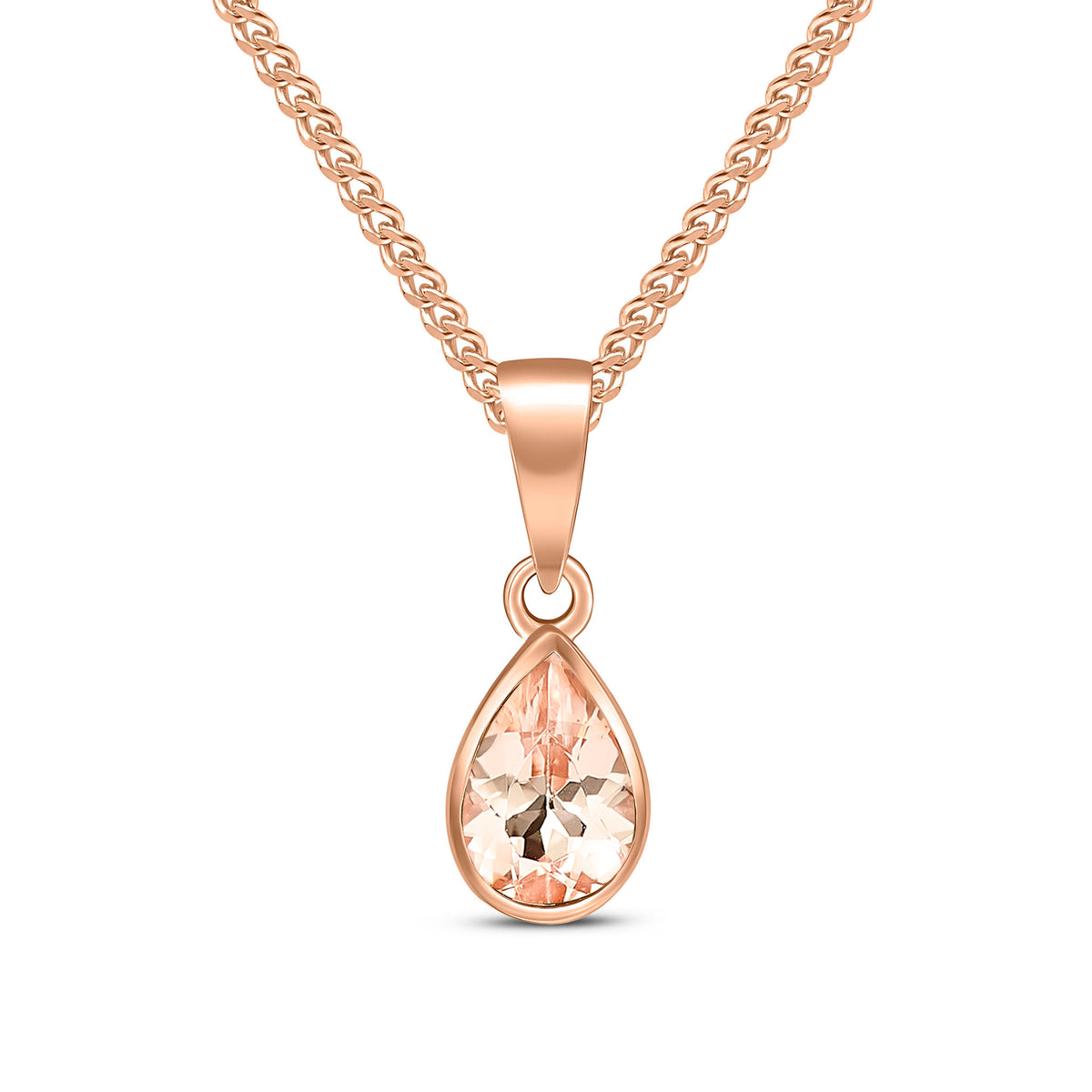 9CT RG 7X5 PEARSHAPE MORGANITE RUBOVER PENDANT